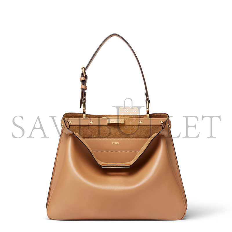 FENDI PEEKABOO SOFT MEDIUM CAPPUCCINO-COLORED LEATHER BAG 8BN353AOVHF19P8 (33*25.5*10cm)